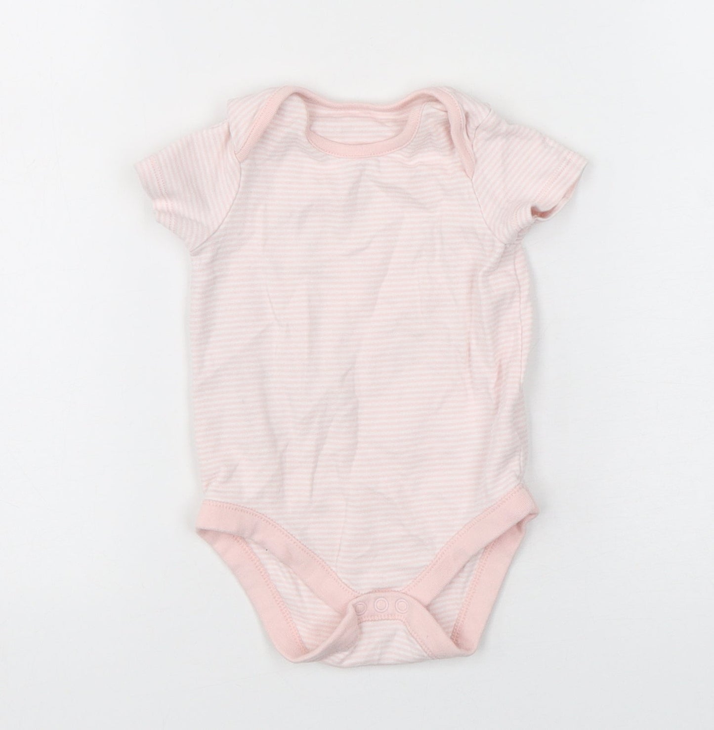 F&F Girls Pink Striped Cotton Leotard One-Piece Size 12-18 Months  Snap