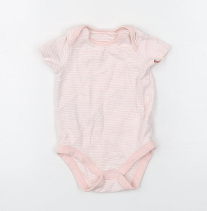 F&F Girls Pink Striped Cotton Leotard One-Piece Size 12-18 Months  Snap