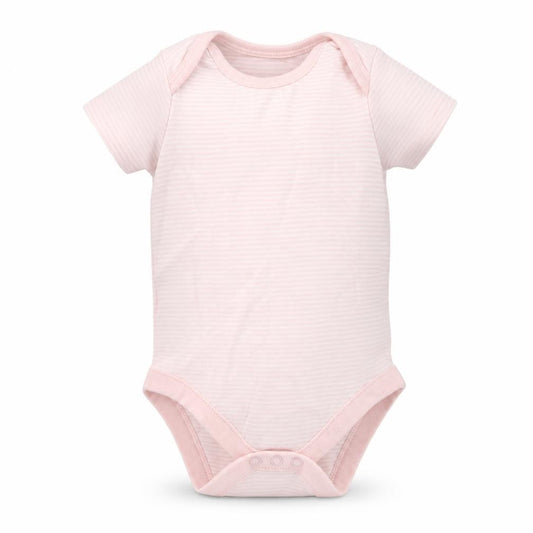 F&F Girls Pink Striped Cotton Leotard One-Piece Size 12-18 Months  Snap