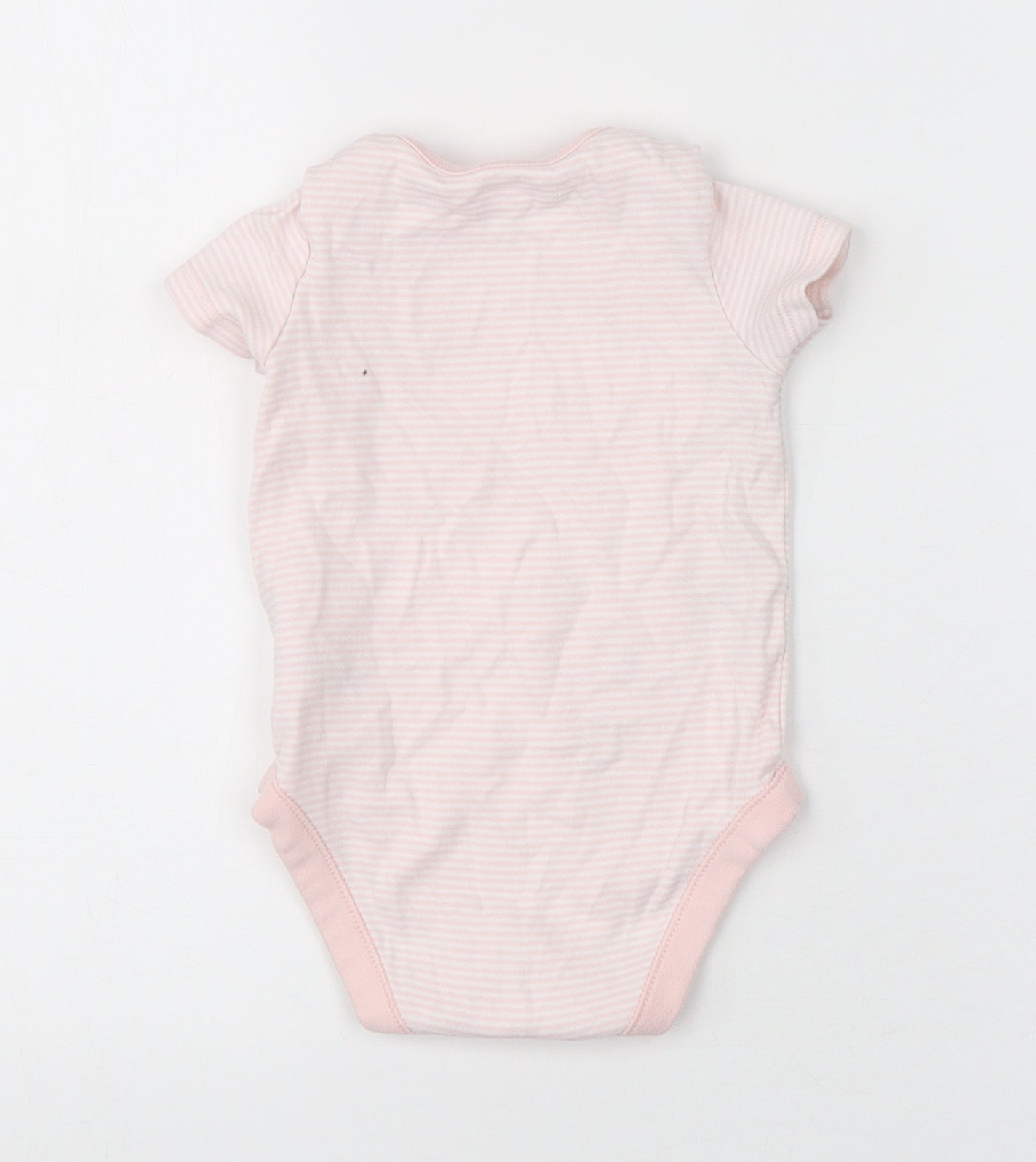 F&F Girls Pink Striped Cotton Leotard One-Piece Size 12-18 Months  Snap