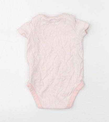 F&F Girls Pink Striped Cotton Leotard One-Piece Size 12-18 Months  Snap