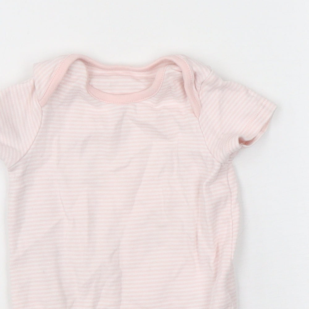 F&F Girls Pink Striped Cotton Leotard One-Piece Size 12-18 Months  Snap