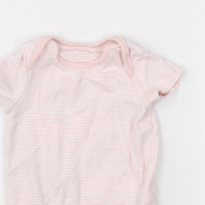 F&F Girls Pink Striped Cotton Leotard One-Piece Size 12-18 Months  Snap