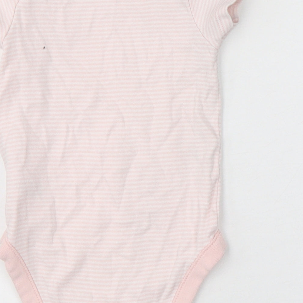 F&F Girls Pink Striped Cotton Leotard One-Piece Size 12-18 Months  Snap