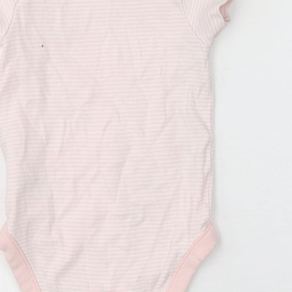 F&F Girls Pink Striped Cotton Leotard One-Piece Size 12-18 Months  Snap