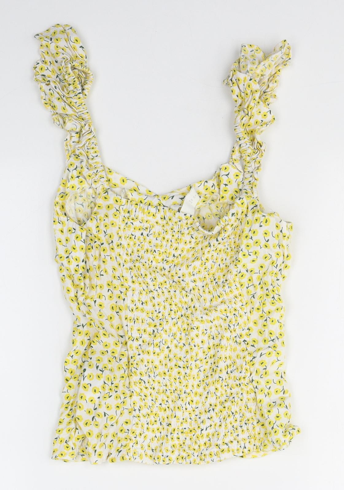 Womens UK Size 8 H&M Yellow Camisole Tank
