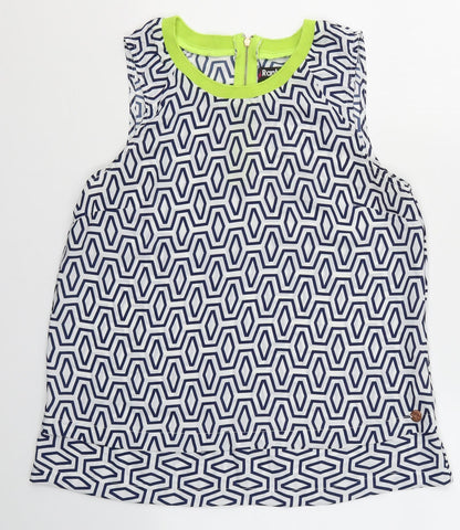 Rant&Rave Womens White Geometric Polyester Camisole Blouse Size 10 Round Neck