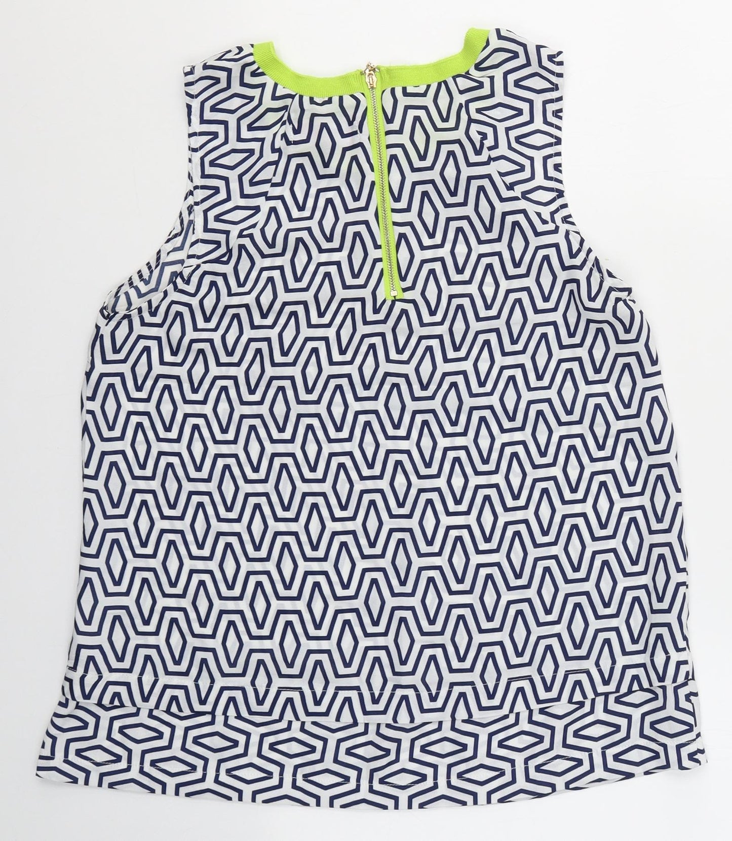 Rant&Rave Womens White Geometric Polyester Camisole Blouse Size 10 Round Neck