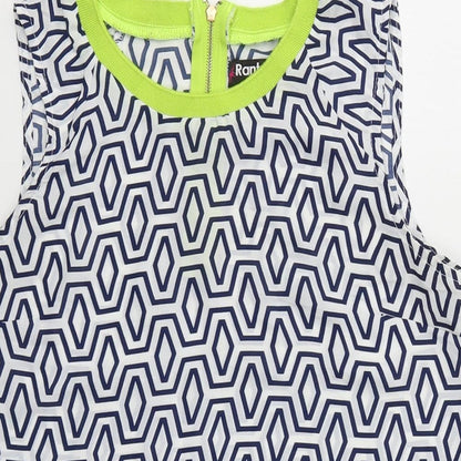 Rant&Rave Womens White Geometric Polyester Camisole Blouse Size 10 Round Neck