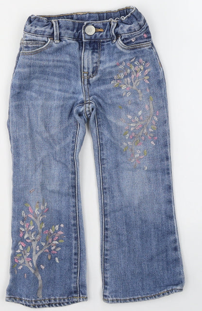 Gap Girls Blue Floral Cotton Flared Jeans Size 3 Years  Regular