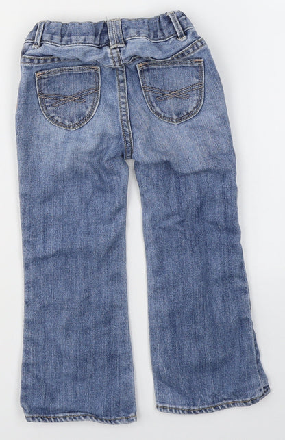 Gap Girls Blue Floral Cotton Flared Jeans Size 3 Years  Regular