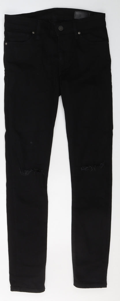 ASOS Womens Black  Cotton Skinny Jeans Size 29 in L29 in Slim  - ripped detail