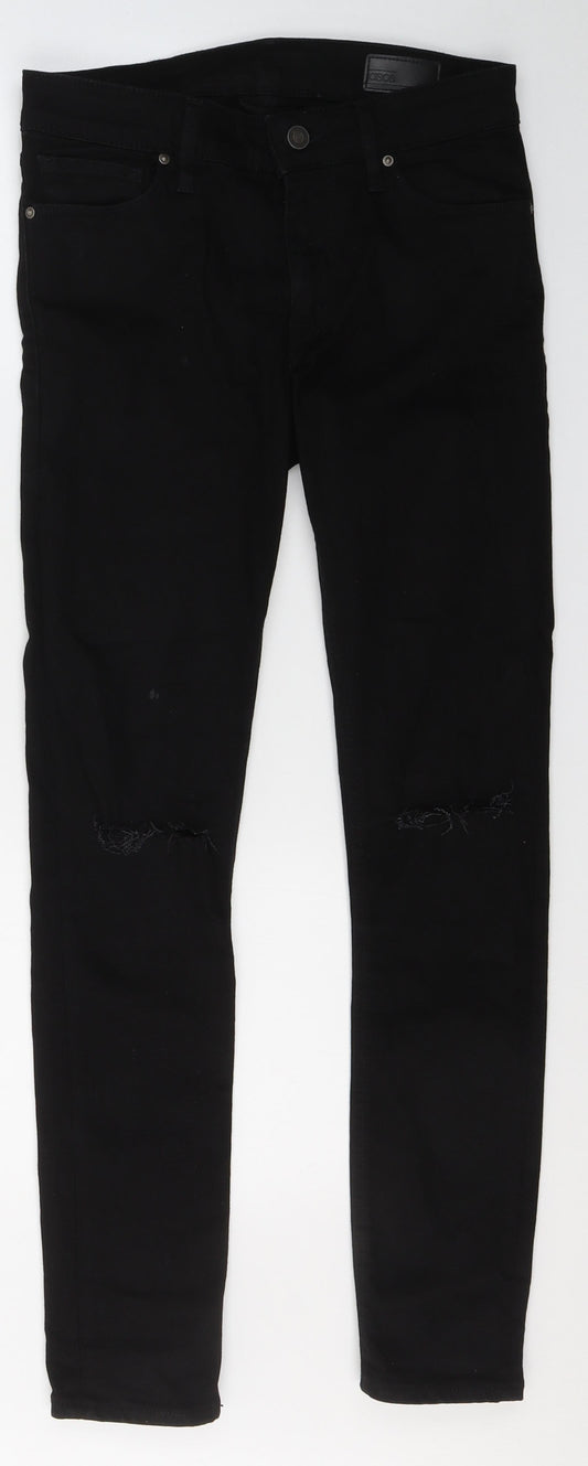 ASOS Womens Black  Cotton Skinny Jeans Size 29 in L29 in Slim  - ripped detail