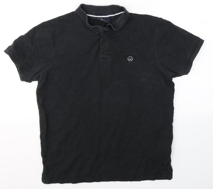 Duck and Cover Mens Black  Cotton  Polo Size S Collared
