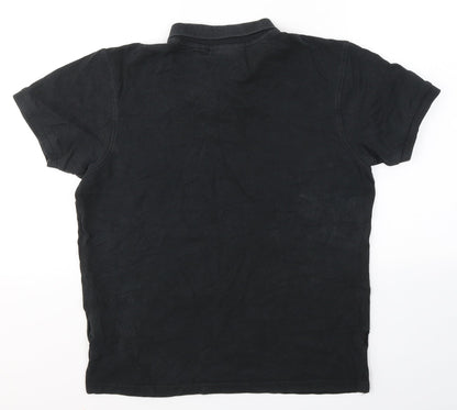 Duck and Cover Mens Black  Cotton  Polo Size S Collared