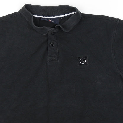 Duck and Cover Mens Black  Cotton  Polo Size S Collared