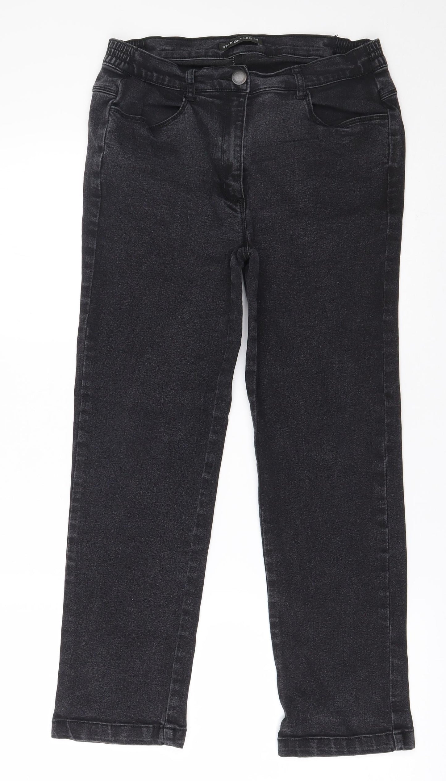 Bonmarché Womens Black  Cotton Straight Jeans Size 10 L24.5 in Regular Zip