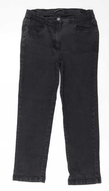 Bonmarché Womens Black  Cotton Straight Jeans Size 10 L24.5 in Regular Zip