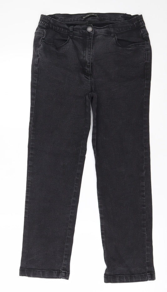Bonmarché Womens Black  Cotton Straight Jeans Size 10 L24.5 in Regular Zip