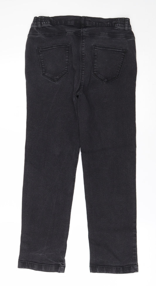 Bonmarché Womens Black  Cotton Straight Jeans Size 10 L24.5 in Regular Zip