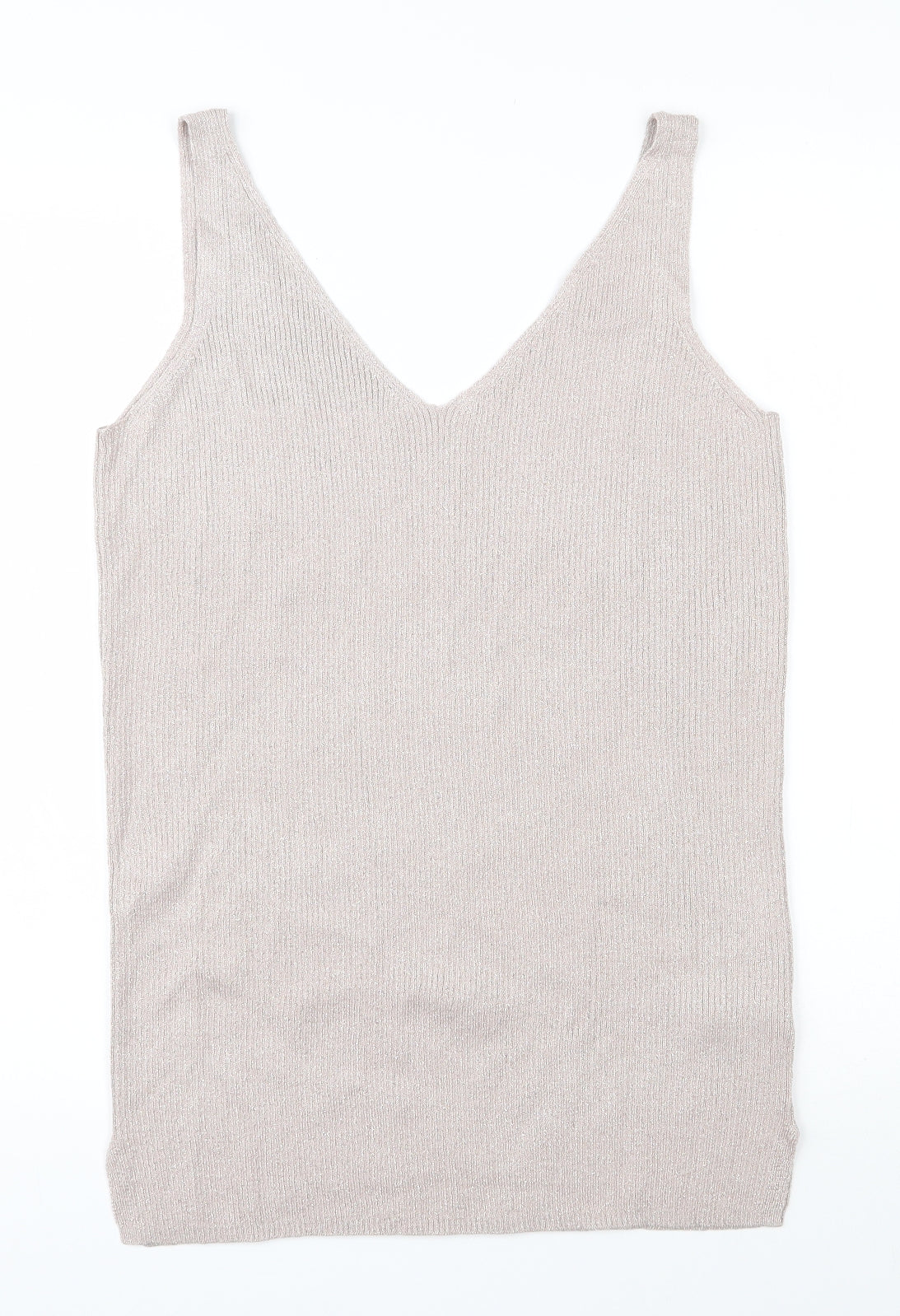 F&F Womens Beige V-Neck  Viscose Vest Jumper Size 16