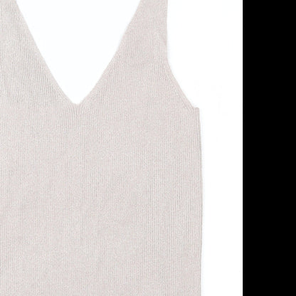 F&F Womens Beige V-Neck  Viscose Vest Jumper Size 16