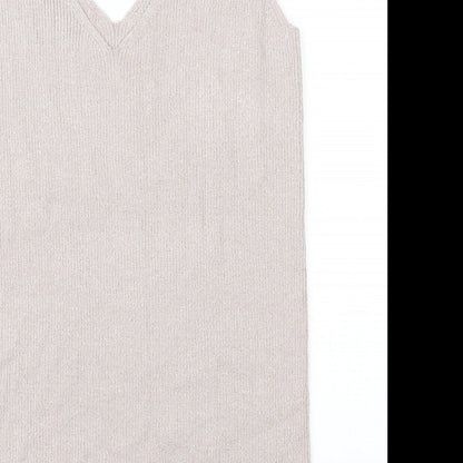 F&F Womens Beige V-Neck  Viscose Vest Jumper Size 16