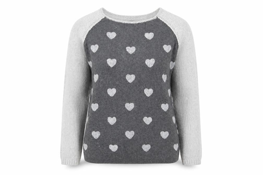 Front view of Next women’s grey boat neck cotton jumper, size UK 10