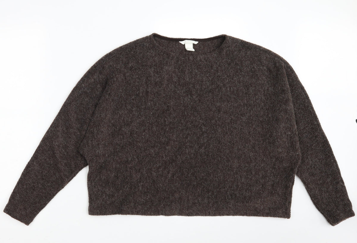 H&M Womens Brown Round Neck  Acrylic Pullover Jumper Size M