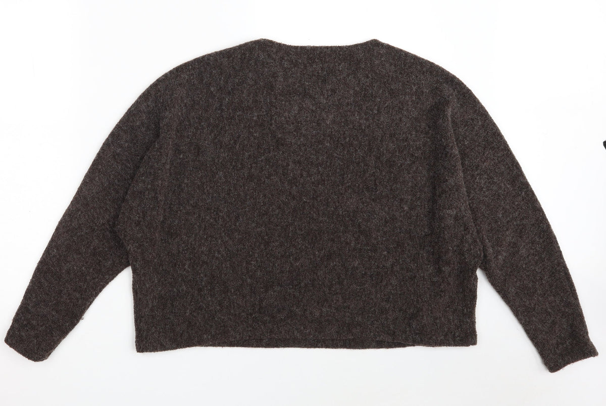 H&M Womens Brown Round Neck  Acrylic Pullover Jumper Size M