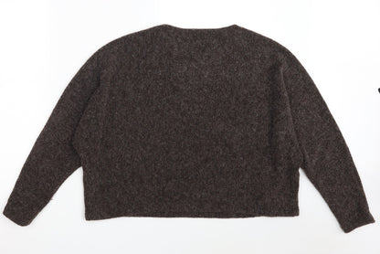 H&M Womens Brown Round Neck  Acrylic Pullover Jumper Size M