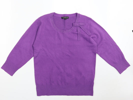 Womens UK Size M Ellie Louise Purple Pullover Jumper