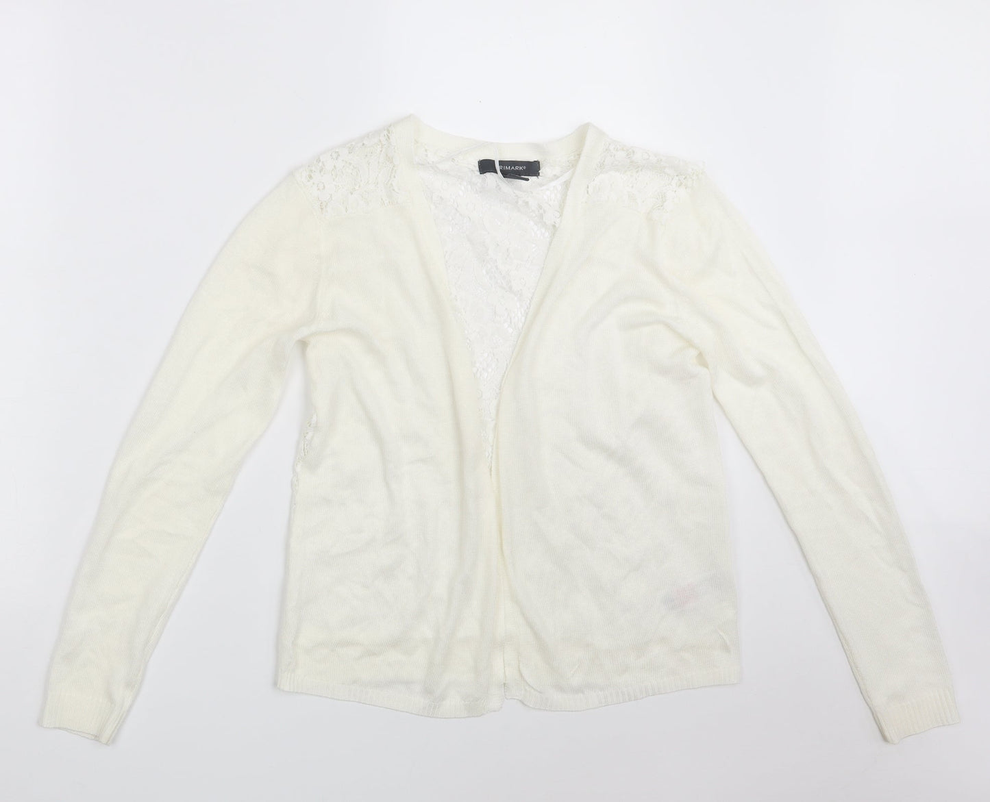 Primark Womens Ivory V-Neck Floral Cotton Cardigan Jumper Size 6   - Size 6-8