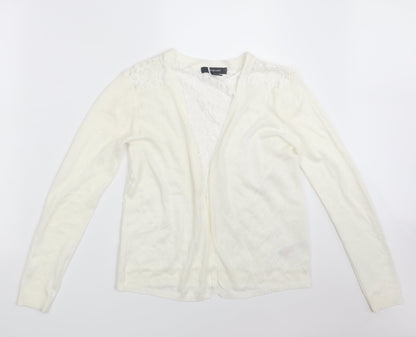 Primark Womens Ivory V-Neck Floral Cotton Cardigan Jumper Size 6   - Size 6-8