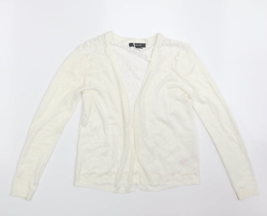 Primark Womens Ivory V-Neck Floral Cotton Cardigan Jumper Size 6   - Size 6-8