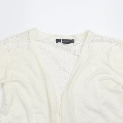 Primark Womens Ivory V-Neck Floral Cotton Cardigan Jumper Size 6   - Size 6-8