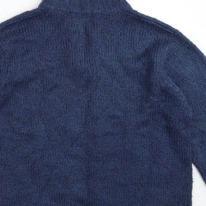 Easy Mens Blue Collared  Acrylic Pullover Jumper Size L