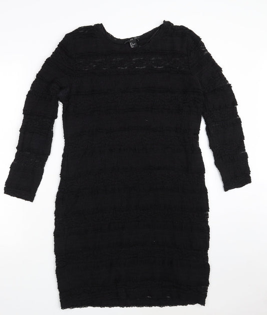 H&M Womens Black  Polyamide A-Line  Size L  Round Neck
