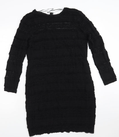 H&M Womens Black  Polyamide A-Line  Size L  Round Neck