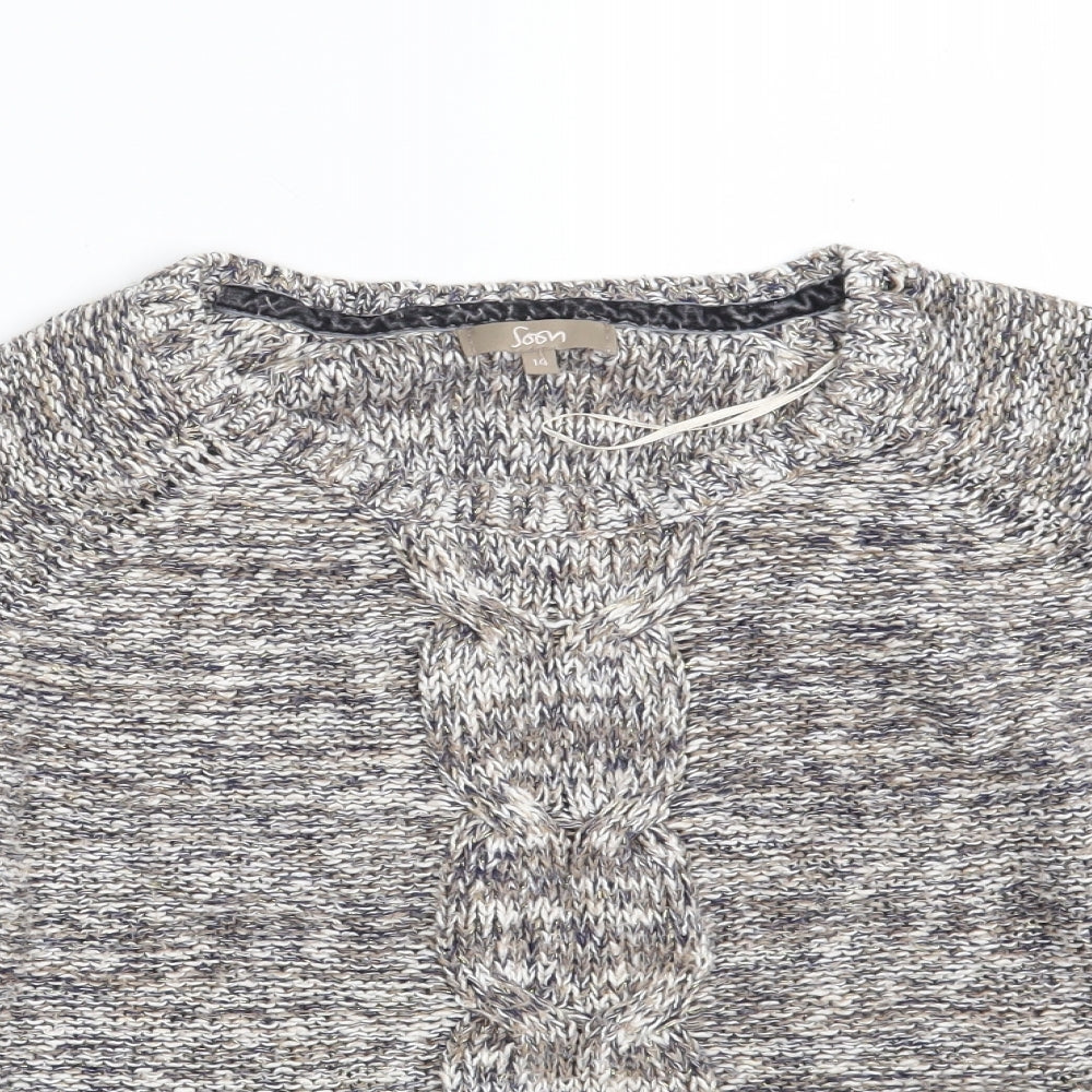 Womens UK Size 14 Soon Beige Pullover Jumper