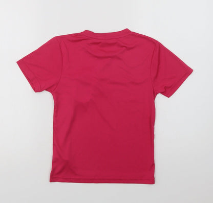 Awdis Girls Pink  Polyester Basic T-Shirt Size 5-6 Years Crew Neck  - Build, Believe, Achieve