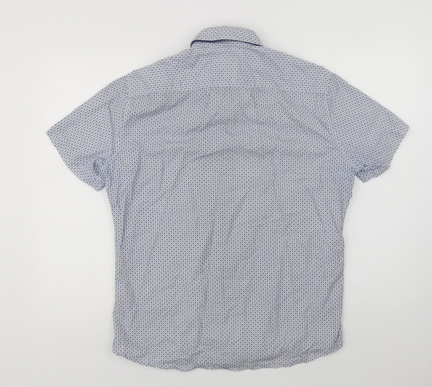 Mens UK Size L NEXT Blue  Button-Up Short Sleeve Casual Shirt