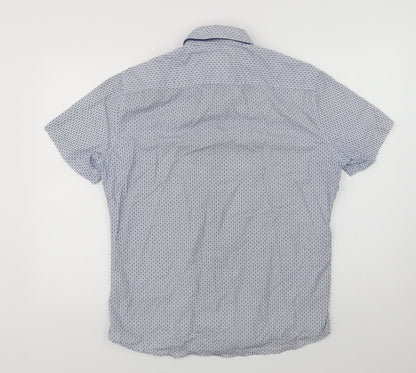 Mens UK Size L NEXT Blue  Button-Up Short Sleeve Casual Shirt