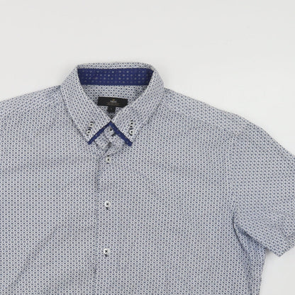 Mens UK Size L NEXT Blue  Button-Up Short Sleeve Casual Shirt