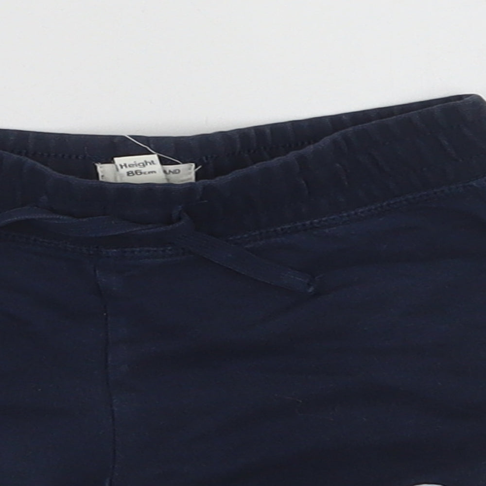 River Island Baby Blue  Cotton Cropped Trousers Size 12-18 Months  Drawstring