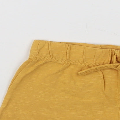 F&F Baby Yellow  Cotton Cropped Trousers Size 12-18 Months  Drawstring