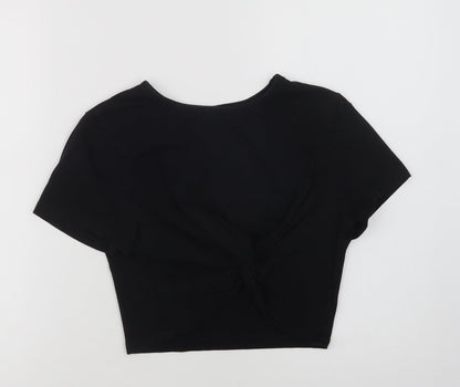 SheIn Womens Black  Cotton Cropped T-Shirt Size L Crew Neck