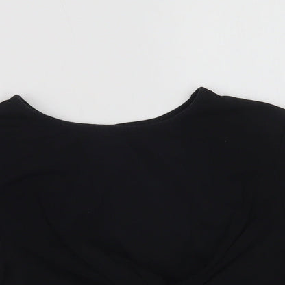 SheIn Womens Black  Cotton Cropped T-Shirt Size L Crew Neck