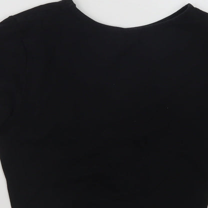 SheIn Womens Black  Cotton Cropped T-Shirt Size L Crew Neck