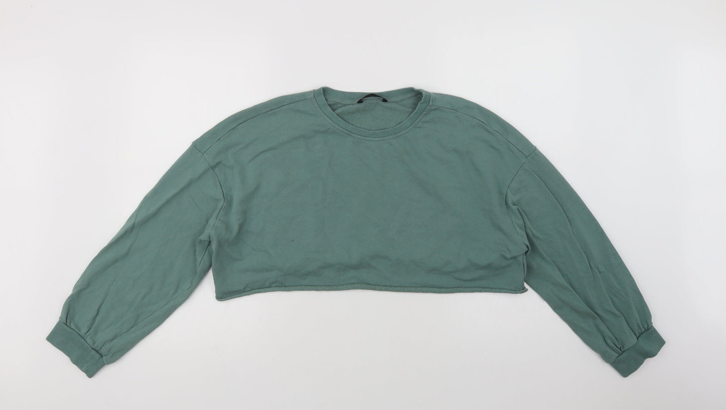 SheIn Womens Green  Cotton Pullover Sweatshirt Size XL   - Cropped